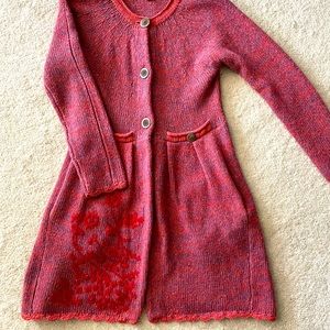 Sweater coat with embroidery NWOT